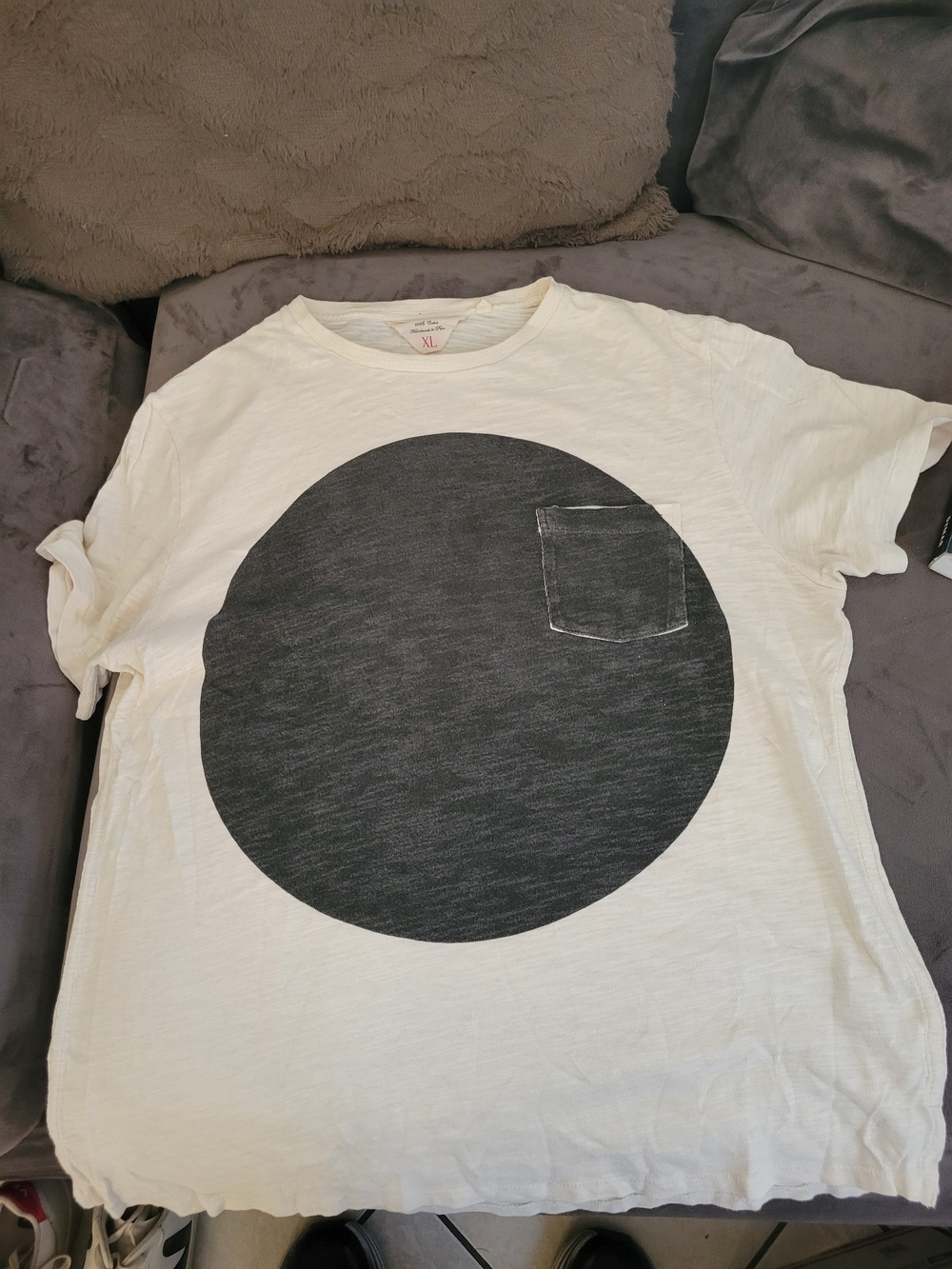 Rag & Bone White Pocket Tee with Large Black Circle Graphic